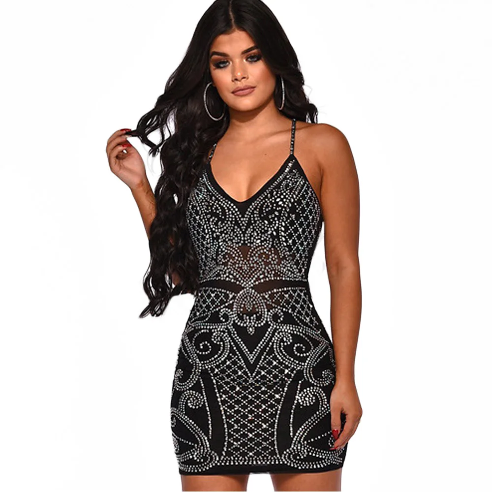 Summer Fashion V Neck Spaghetti Strap Elegant Pencil Dresses Women Shiny Rhinestones Sleeveless Bodycon Club Party Mini Dress
Summer Fashion V Neck Spaghetti Strap Elegant Pencil Dresses Women Shiny Rhinestones Sleeveless Bodycon Club Party Mini Dress