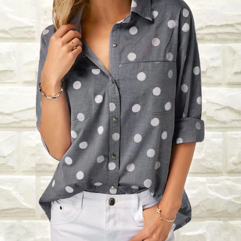 ISHOWTIENDA New Arrival Blouse Tops Women Work Office Dot Print Gray Casual Long Sleeve Shirt Blouses haut femmes mode Blusas
ISHOWTIENDA New Arrival Blouse Tops Women Work Office Dot Print Gray Casual Long Sleeve Shirt Blouses haut femmes mode Blusas