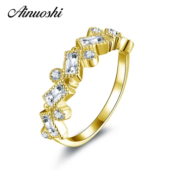 AINUOSHI 14K Solid Yellow Gold Wedding Ring Emerald Cut Half Eternity Flower Band Ring Jewelry Trendy Engagement Ring for Women
AINUOSHI 14K Solid Yellow Gold Wedding Ring Emerald Cut Half Eternity Flower Band Ring Jewelry Trendy Engagement Ring for Women