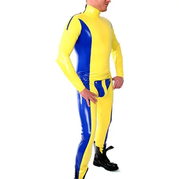 Men's Codpiece Catsuit Should Entry With Crotch Zip Latex Tights bodysuit Yellow With Blue Color 0.4mm Thickness
Men's Codpiece Catsuit Should Entry With Crotch Zip Latex Tights bodysuit Yellow With Blue Color 0.4mm Thickness