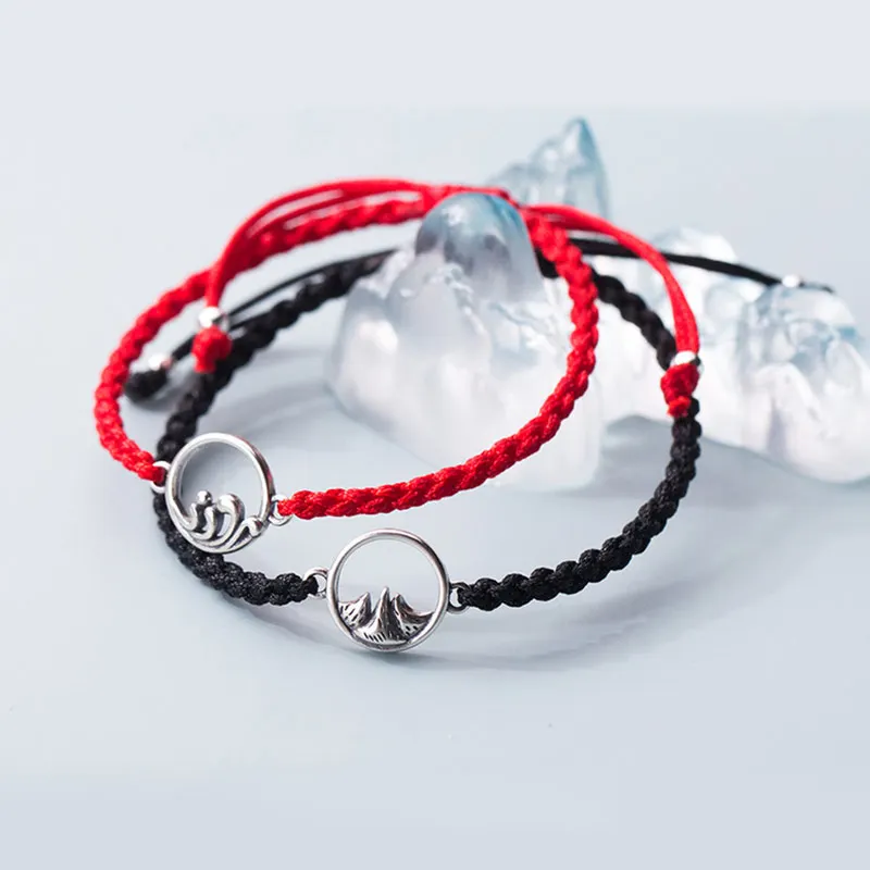 925 Sterling Silver String Rope Bracelet Mountain Range Sea Wave Handmade Red Thread Bracelets For Women Men Couple Jewelry
925 Sterling Silver String Rope Bracelet Mountain Range Sea Wave Handmade Red Thread Bracelets For Women Men Couple Jewelry