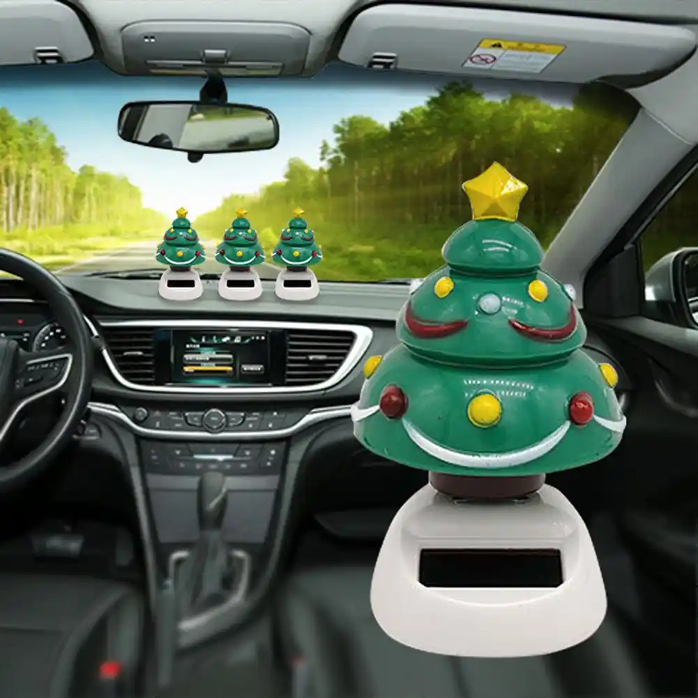 Lovely Mini Solar Swing Christmas Tree Xmas Car Interior Dashboard