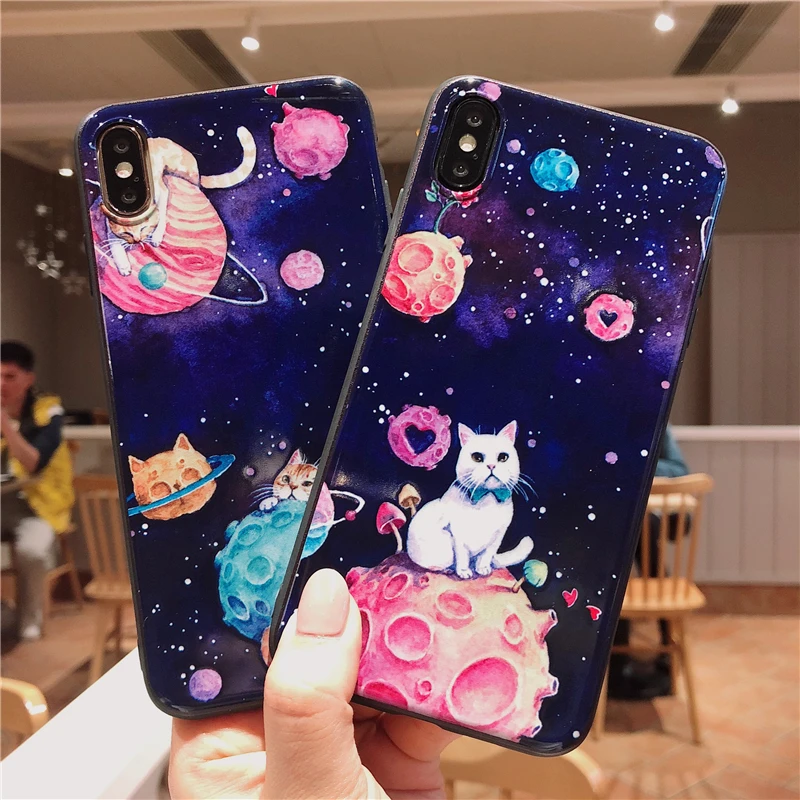 Cartoon Cute Cat Starry sky For IPhone XS MAX XR Phone Case for IPhone 6 7 8 Plus Soft Emboss Back Cover for 6 6S 6P
Cartoon Cute Cat Starry sky For IPhone XS MAX XR Phone Case for IPhone 6 7 8 Plus Soft Emboss Back Cover for 6 6S 6P