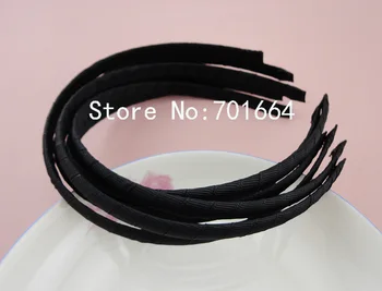 

10PCS 10mm Black Grosgrain Ribbon Wrapped Plain Plastic Hair Headbands no teeth handmade kids Hair Accessories