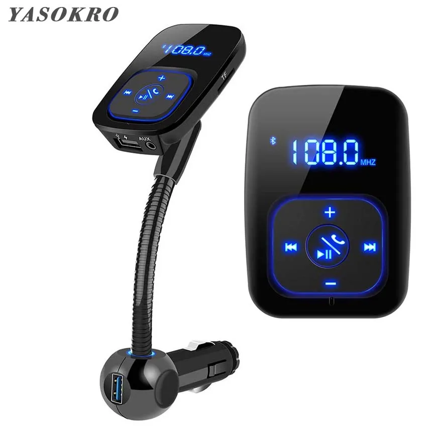 YASOKRO Bluetooth Car Kit Handsfree FM Transmitter Wireless Bluetooth A2DP AUX 3.5MM Audio MP3 Music Player Dual USB Car Charger
YASOKRO Bluetooth Car Kit Handsfree FM Transmitter Wireless Bluetooth A2DP AUX 3.5MM Audio MP3 Music Player Dual USB Car Charger