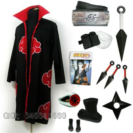 Uchiha Itachi cosplay costume full set include shoes+ring+ kunai +headband+leg &waist bag Halloween costume
Uchiha Itachi cosplay costume full set include shoes+ring+ kunai +headband+leg &waist bag Halloween costume