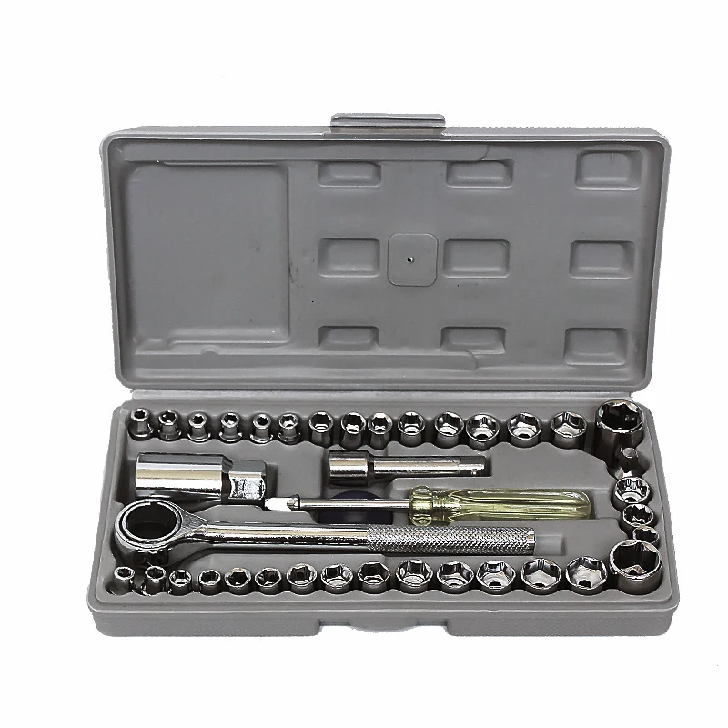 40pcs/set Auto Moto Repair Tool Kit Socket Sleeve Ratchet Wrench Puller Arbor Toolbox Combination Suit Hardware Car Repair Tools
40pcs/set Auto Moto Repair Tool Kit Socket Sleeve Ratchet Wrench Puller Arbor Toolbox Combination Suit Hardware Car Repair Tools