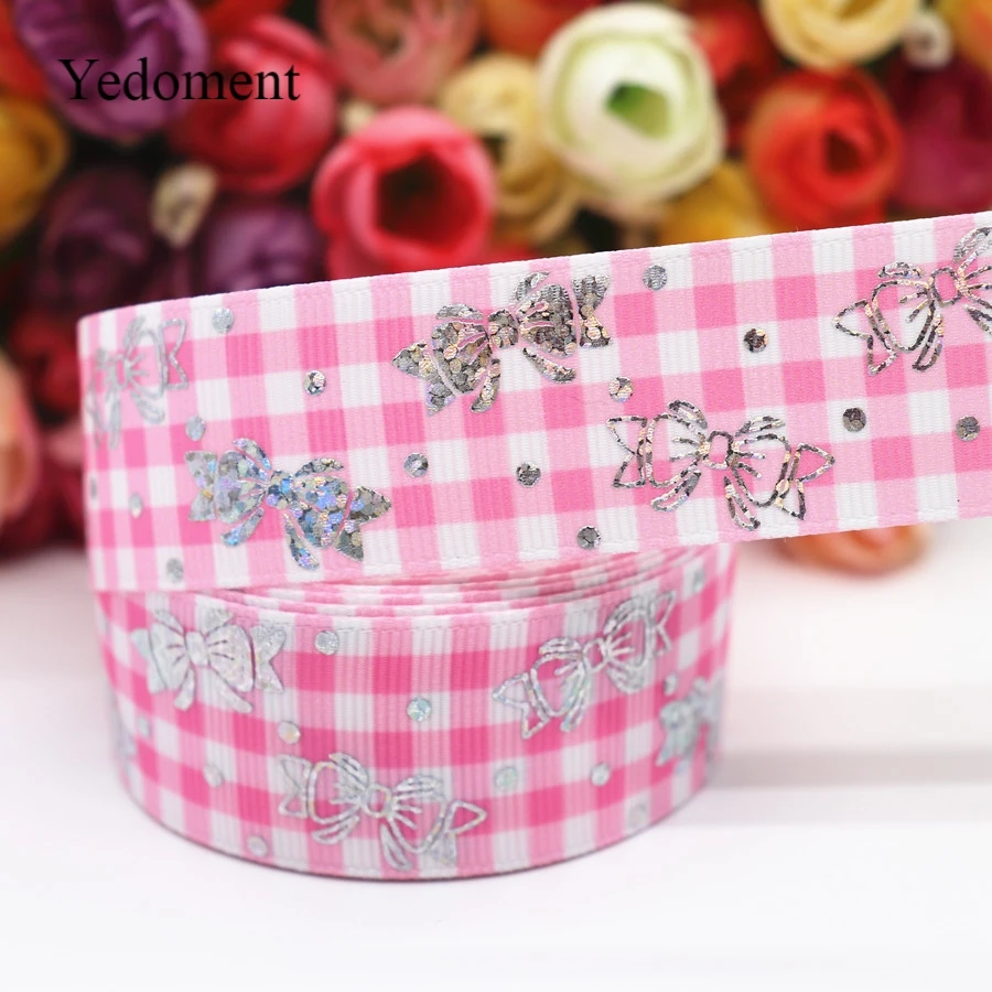 1/" INCH 25mm PINK LOVE BLACK GROSGRAIN RIBBON 5 YDS DIY HAIR BOWS