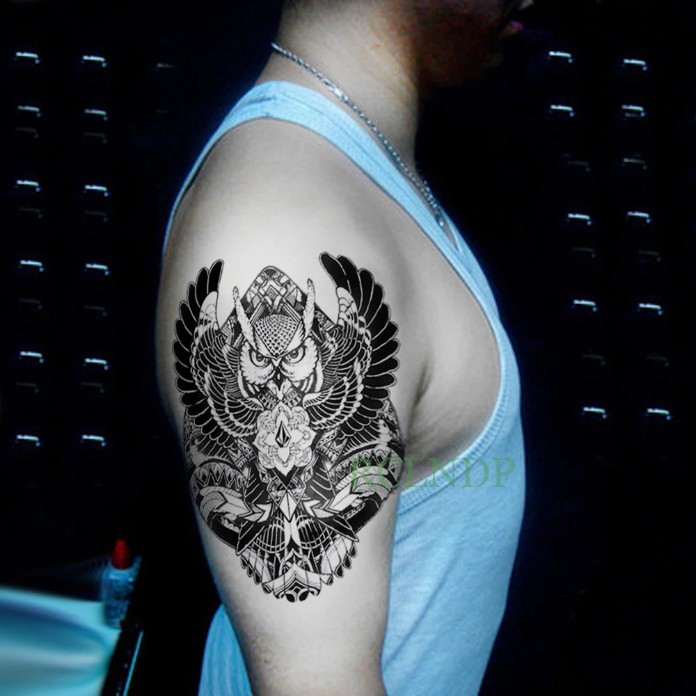 Фото Водонепроницаемые временные тату наклейки Совы тотемы поддельные флэш боди-арт