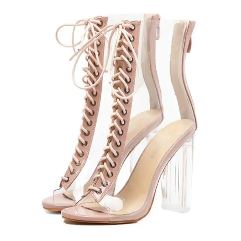 Summer Sandals SexyPVC Transparent Gladiator Sandals Cross Strappy Peep Toe Shoes Clear Chunky Heels Women Ankle Boots
Summer Sandals SexyPVC Transparent Gladiator Sandals Cross Strappy Peep Toe Shoes Clear Chunky Heels Women Ankle Boots