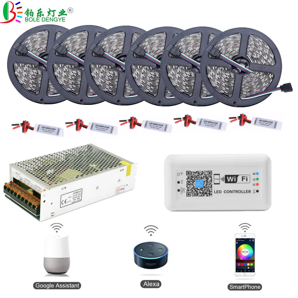 10M 20M 30M Smart Phone Control WiFi LED Strip Works With Alexa Google Home DC 12V 5050 Flexible RGB Tape Ribbon For Home Decor
10M 20M 30M Smart Phone Control WiFi LED Strip Works With Alexa Google Home DC 12V 5050 Flexible RGB Tape Ribbon For Home Decor
