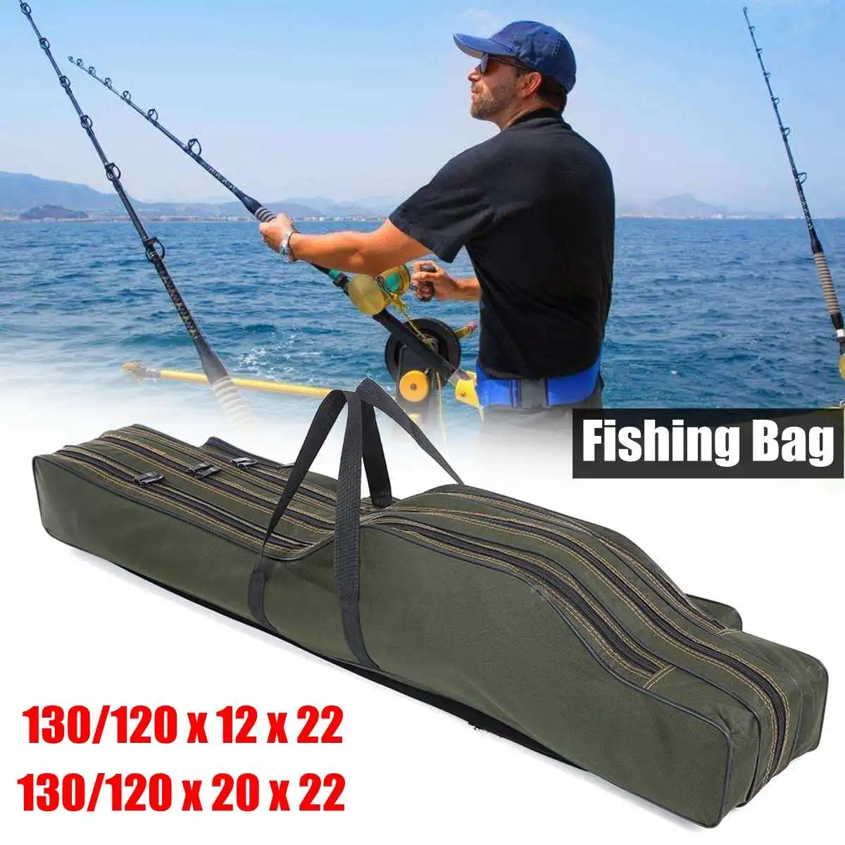 

1.2M/1.3 M Portable Folding Fishing Rod Bag Fish Pole Tools Storage Bag Holdall Case Carrier Holder