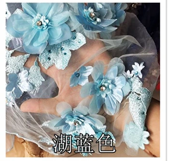 1 yard 3D blue flowers lace fabric, 3d floral beaded embroidered haute couture lace fabric
1 yard 3D blue flowers lace fabric, 3d floral beaded embroidered haute couture lace fabric