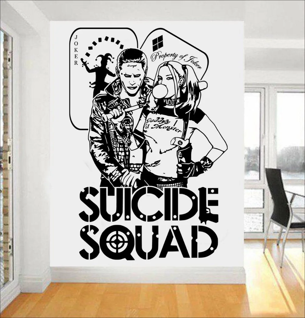 Image Quotes Suicide Squad Wall Decal Harley Quinn   Joker DC Stickers For Kids Bedroom Vinyl Art Mural Task Force X Home Decor SYY451