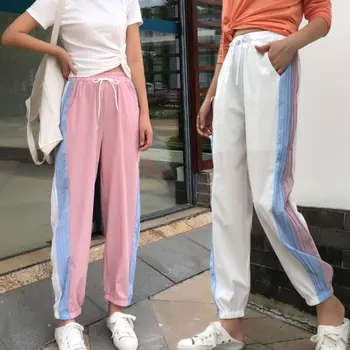 Woman's 2019 Fashion New 2019 Casual Trousers Korean Patchwork High Wiast Pants Striped Patchwork Pantalon Mujer
Woman's 2019 Fashion New 2019 Casual Trousers Korean Patchwork High Wiast Pants Striped Patchwork Pantalon Mujer