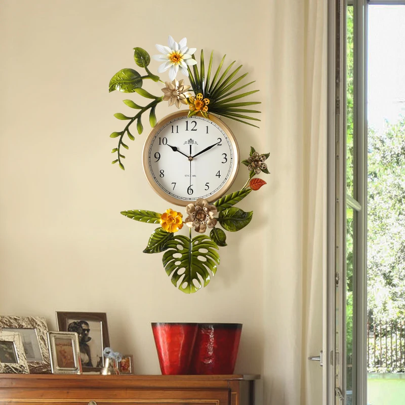 American Pastoral Wrought Iron Artificial Flowers Wall Clocks Crafts Decoration Home Hotel Wall Mural Nordic Metal Silent Clock
American Pastoral Wrought Iron Artificial Flowers Wall Clocks Crafts Decoration Home Hotel Wall Mural Nordic Metal Silent Clock