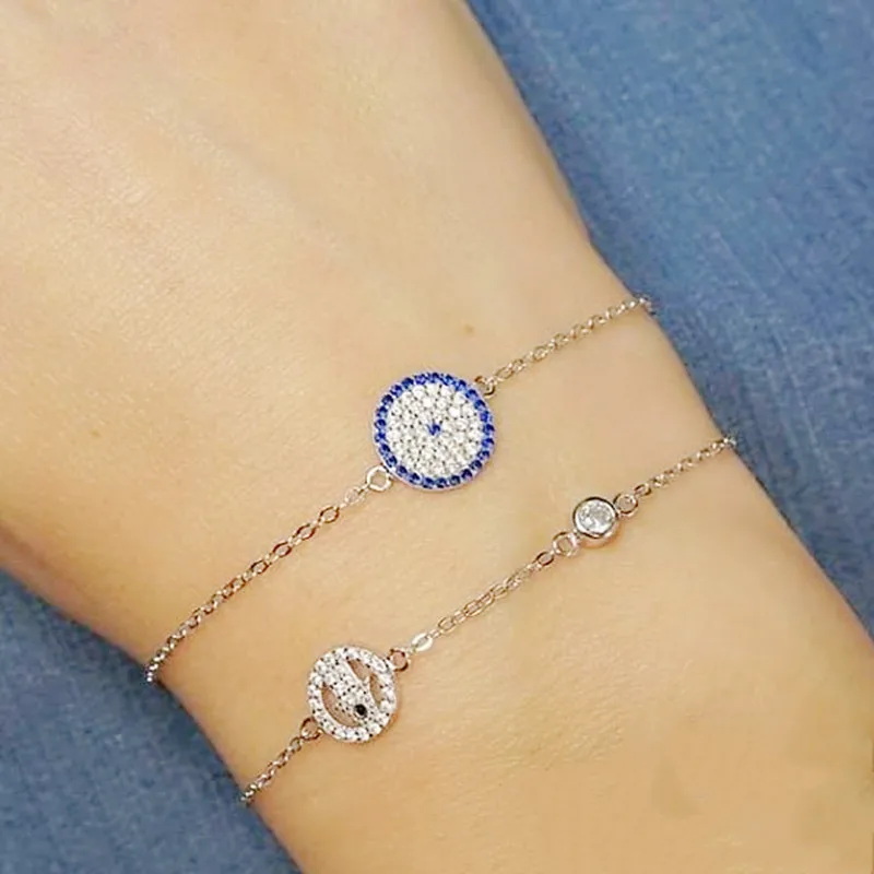 HOT sale 100% 925 Sterling Silver eye Jewelry Turkey Good Luck AAA cz Round Evil Eye charm paved link chain women girl Bracelet
HOT sale 100% 925 Sterling Silver eye Jewelry Turkey Good Luck AAA cz Round Evil Eye charm paved link chain women girl Bracelet