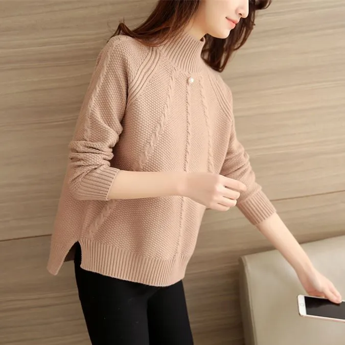 Women's Pullover Twist Sweaters Girls Retro Loose Knitted Sweater Long Sleeve Kniting Jacket Half-height Collar Sweater B-9315
Women's Pullover Twist Sweaters Girls Retro Loose Knitted Sweater Long Sleeve Kniting Jacket Half-height Collar Sweater B-9315