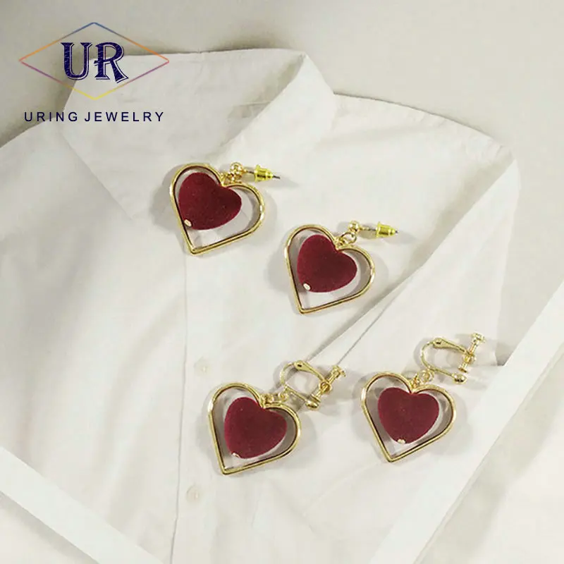 Charm Clip Earrings For Women Gold-Color Retro Heart Red Earings Fashion 2018 Velvet style Gift for Girl KA057 KA058
Charm Clip Earrings For Women Gold-Color Retro Heart Red Earings Fashion 2018 Velvet style Gift for Girl KA057 KA058