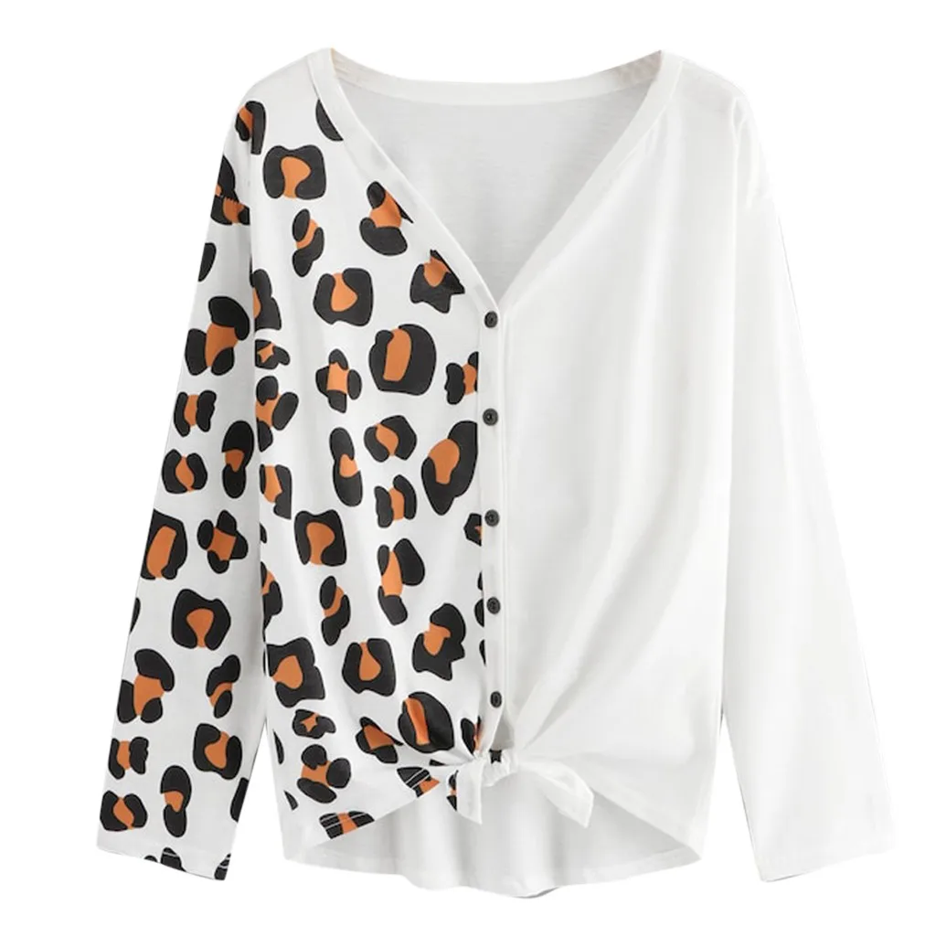 Feitong Women Blouses Long Sleeve Leopard Print Panel Knot Hem Tee Button Blouse Ladies Shirts Casual Tops Blusas Femininas
Feitong Women Blouses Long Sleeve Leopard Print Panel Knot Hem Tee Button Blouse Ladies Shirts Casual Tops Blusas Femininas