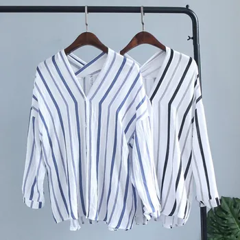 Women Blouse Long Sleeve Blouse V-neck Shirts Striped Shirt Casual Tops Blouse Femme Daily basics Elegant Office Lady
Women Blouse Long Sleeve Blouse V-neck Shirts Striped Shirt Casual Tops Blouse Femme Daily basics Elegant Office Lady