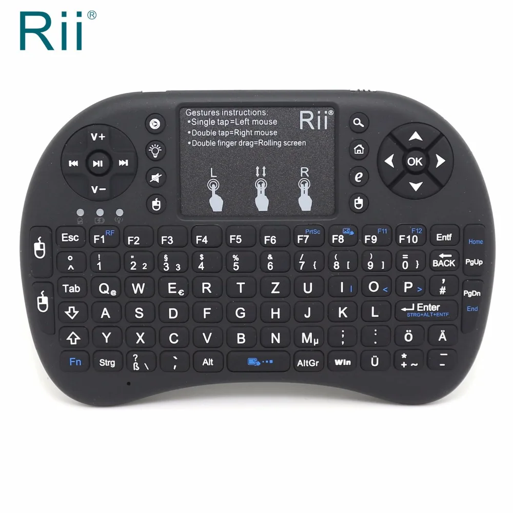 

Rii i8+ Backlight German(Deutsch) Version 2.4Ghz Mini Wireless Keyboard Air Mouse with Touchpad for Android TV Box/Mini PC