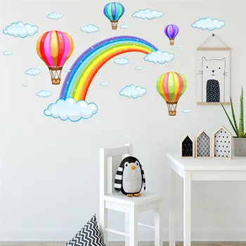 Rainbow Vinyl Wall Stickers Kids Room Bedroom Playroom Nursery Decals Home Decor Removable Living Room DIY Stickers