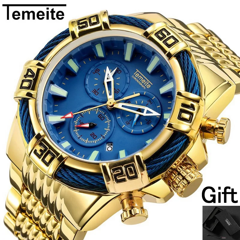 TEMEITE brand mens wristwatch Large dial Multifunction man watch military sports waterproof quartz steel creative male clock
TEMEITE brand mens wristwatch Large dial Multifunction man watch military sports waterproof quartz steel creative male clock