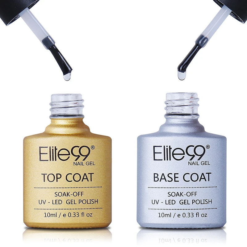 

Elite99 2pcs/set Base Coat & NO WIPE Top Coat Set Gel Nail Polish Soak Off Long Lasting Gel Varnish 10ml UV LED Nail Gel Lacquer
