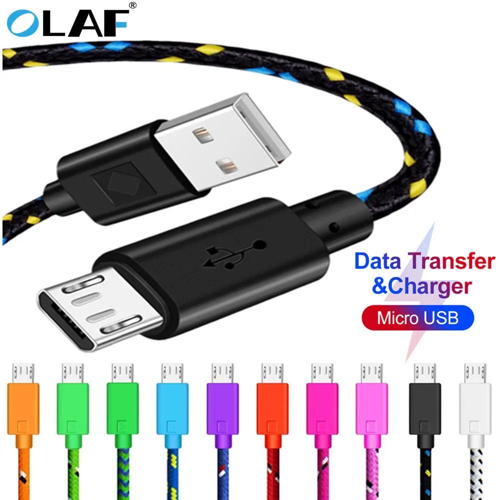 Кабель Micro USB OLAF шнур для быстрой зарядки и передачи данных в нейлоновой оплетке
