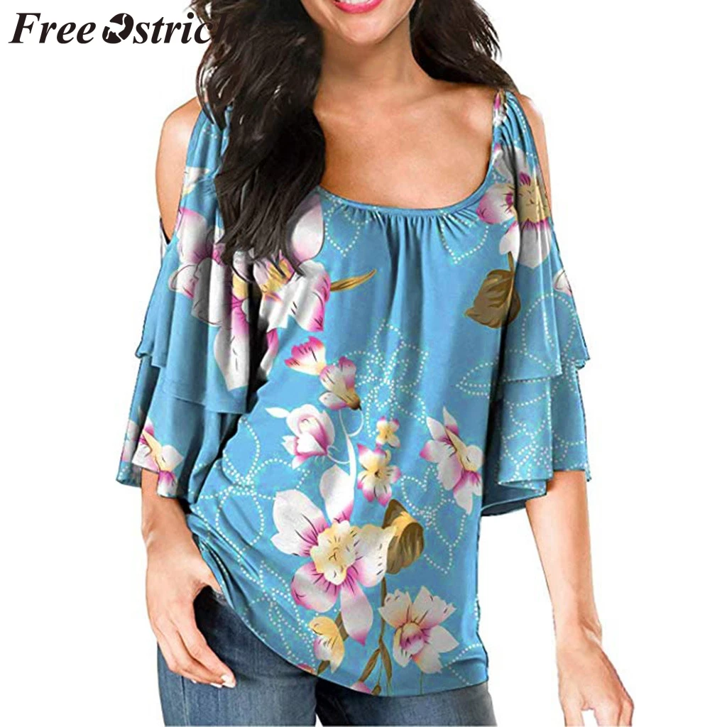 FREE OSTRICH Women T Shirts Off-the-shoulder round neck polka dot print Blue Graceful Elegant Noble Summer T-Shirt For Women
FREE OSTRICH Women T Shirts Off-the-shoulder round neck polka dot print Blue Graceful Elegant Noble Summer T-Shirt For Women