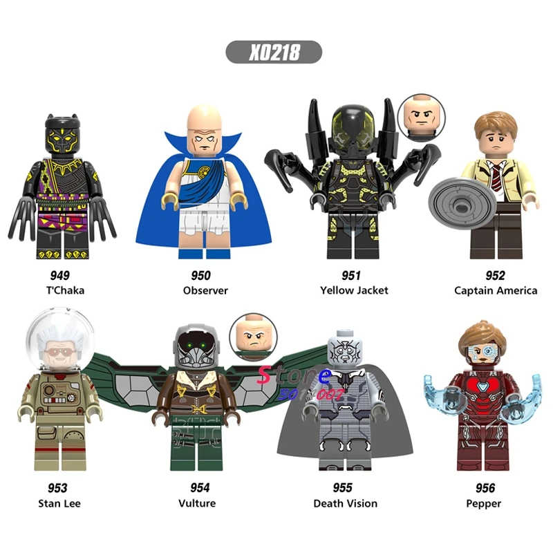 Single Infinity War T'Chaka Observer Yellow Jacket Stan Lee Death Vision Pepper Figure building blocks toy for children
Single Infinity War T'Chaka Observer Yellow Jacket Stan Lee Death Vision Pepper Figure building blocks toy for children