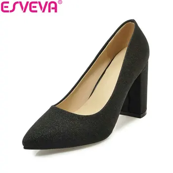 ESVEVA 2018 Women Pumps Elegant PU Spring and Autumn Square High Heels Pointed Toe Out Door Pumps Shallow Women Shoes Size 34-43
ESVEVA 2018 Women Pumps Elegant PU Spring and Autumn Square High Heels Pointed Toe Out Door Pumps Shallow Women Shoes Size 34-43
