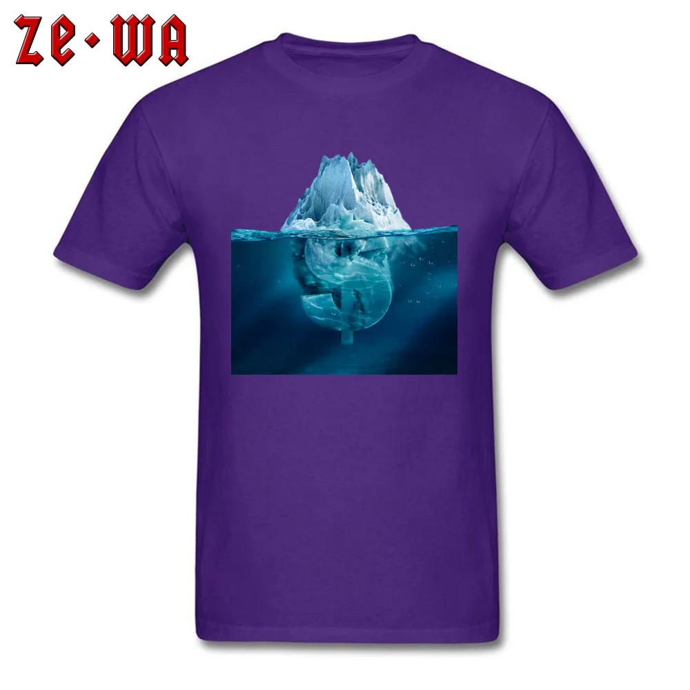 Birthday T Shirts Funky Round Collar Creative Iceberg currency symbol 100% Cotton Men Tees Custom Short Sleeve T Shirt Creative Iceberg currency symbol purple