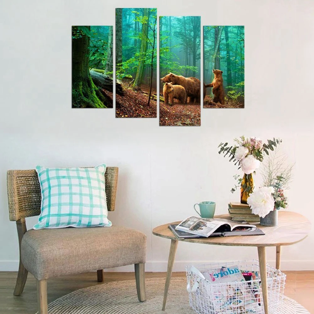 Office Hallway Wall Art Green Tree Nature Brown Bear Family in Forest Landscape Picture Print for Room Wall Decor Dropshipping
Office Hallway Wall Art Green Tree Nature Brown Bear Family in Forest Landscape Picture Print for Room Wall Decor Dropshipping