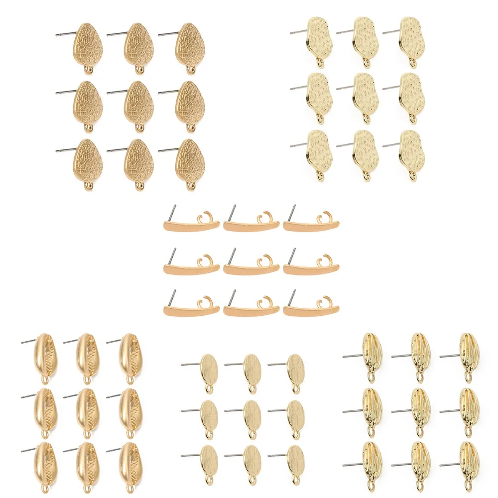 10pcs/Sets Gold Color Shell Heart Round Ear Stud Components Earrings Findings Earring Pins Geometric for DIY Jewelry Making
10pcs/Sets Gold Color Shell Heart Round Ear Stud Components Earrings Findings Earring Pins Geometric for DIY Jewelry Making