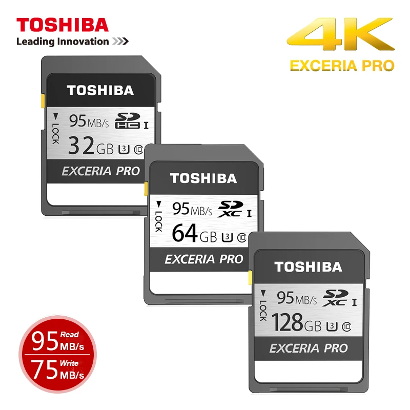 

Toshiba Exceria Pro N401 128GB 64GB SDXC SDHC U3 32GB up to 95MB/s Class10 UHS-i For Demanding Photographers 4K for DSLR camera