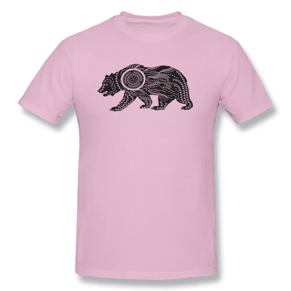 Ornamental Bear Mens 2018 Fashion Design Tops Shirt Round Collar Summer/Autumn Cotton Fabric Tshirts Custom Short Sleeve Tshirts Ornamental Bear pink