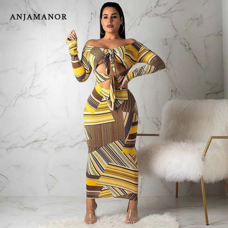 ANJAMANOR Printed Sexy 2019 Women Bodycon Bandage Dress Club Off Shoulder Long Sleeve Hollow Out Tie Front Maxi Dresses D36-AC72
ANJAMANOR Printed Sexy 2019 Women Bodycon Bandage Dress Club Off Shoulder Long Sleeve Hollow Out Tie Front Maxi Dresses D36-AC72