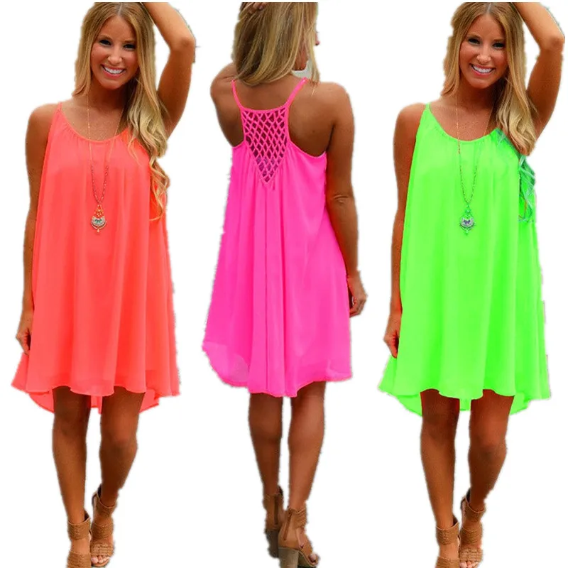 Summer Dresses Women Short Mini Dress Plus Size Causal Spaghetti Strap Hollow out Chiffon Beach Dress Vestidos Mujer S~5XL
Summer Dresses Women Short Mini Dress Plus Size Causal Spaghetti Strap Hollow out Chiffon Beach Dress Vestidos Mujer S~5XL