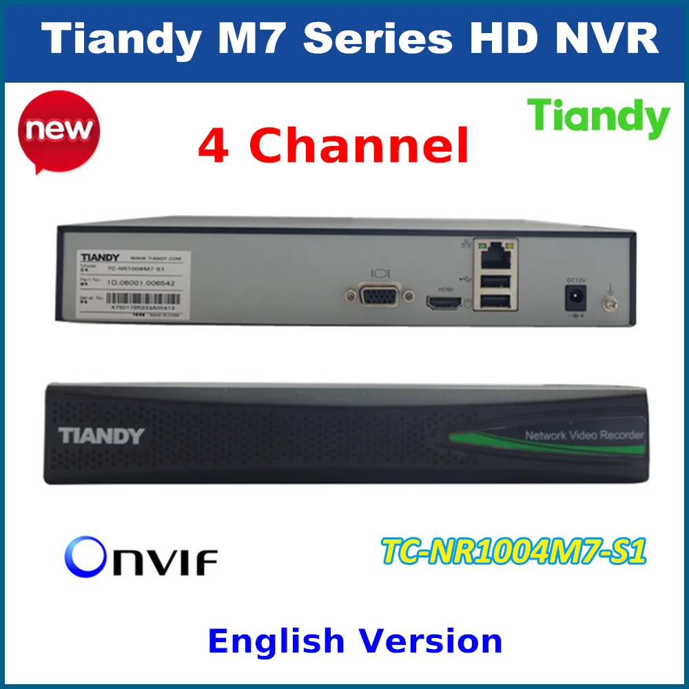 Оригинальный tiandy 4ch NVR tc-nr1004m7-s1 1080 P Поддержка ONVIF P2P и 1 шт. 4 т жесткий диск сетевой
