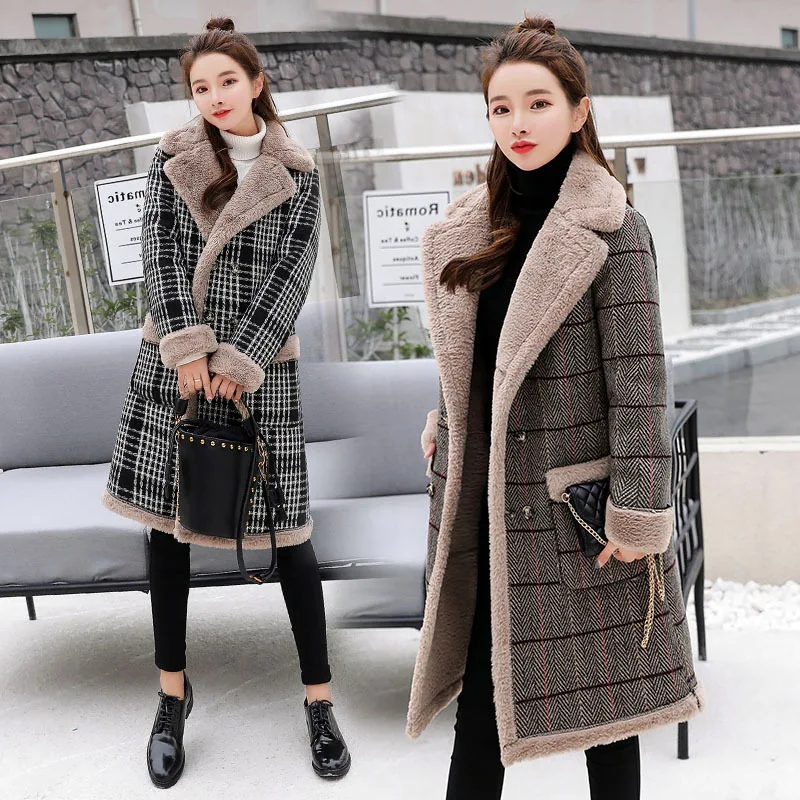 Thick Plaid Winter Women Coat 2018 Casual Faux Fur Coat Jacket Lamb Fur Wool Coat Woman Warm Wool Blends Long Lamb Wool Coats
Thick Plaid Winter Women Coat 2018 Casual Faux Fur Coat Jacket Lamb Fur Wool Coat Woman Warm Wool Blends Long Lamb Wool Coats