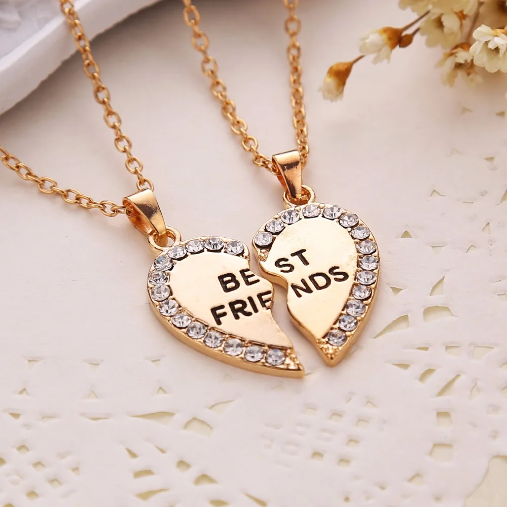 New Fashion 2pcs/set Best Friend Necklace Gold Silver Crystal Broken Heart Necklaces Pendants For Women Jewelry
New Fashion 2pcs/set Best Friend Necklace Gold Silver Crystal Broken Heart Necklaces Pendants For Women Jewelry
