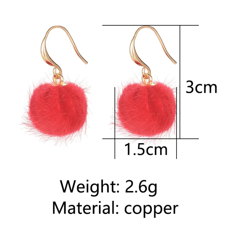Festive temperament red hair ball ear hook personality earrings fashion wild earrings female
Festive temperament red hair ball ear hook personality earrings fashion wild earrings female