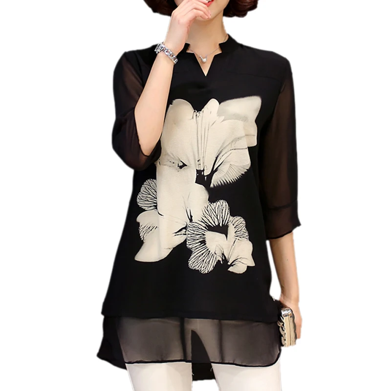 2018 Large Size XL-5XL Blusas Femininas Women Tops Elegant Lotus Print Chiffon Blouse Women Chiffon Shirt Female Plus Size Black
2018 Large Size XL-5XL Blusas Femininas Women Tops Elegant Lotus Print Chiffon Blouse Women Chiffon Shirt Female Plus Size Black