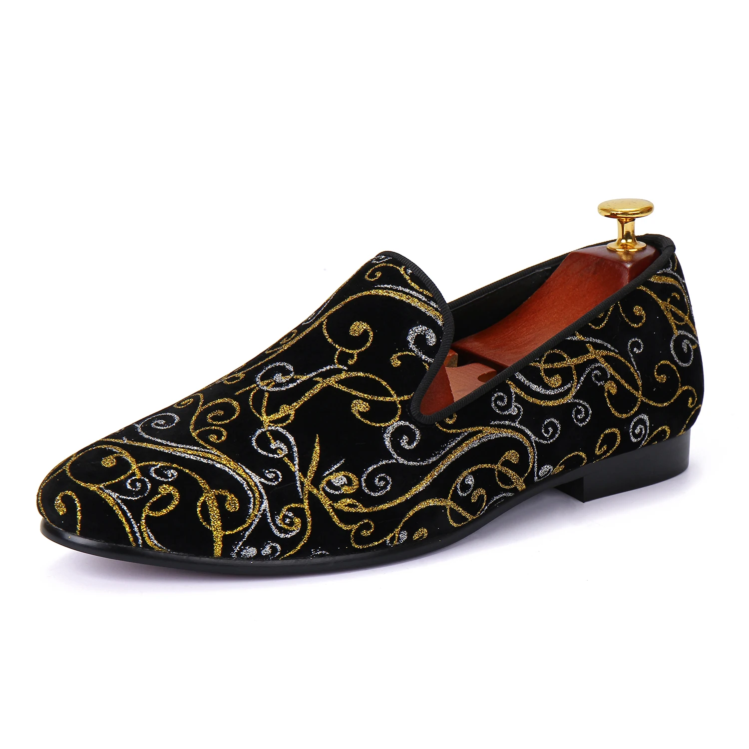 Фото Harpelunde Paisley Men Loafers Slip On Wedding Shoes Velvet Slippers Size 9-10 | Обувь