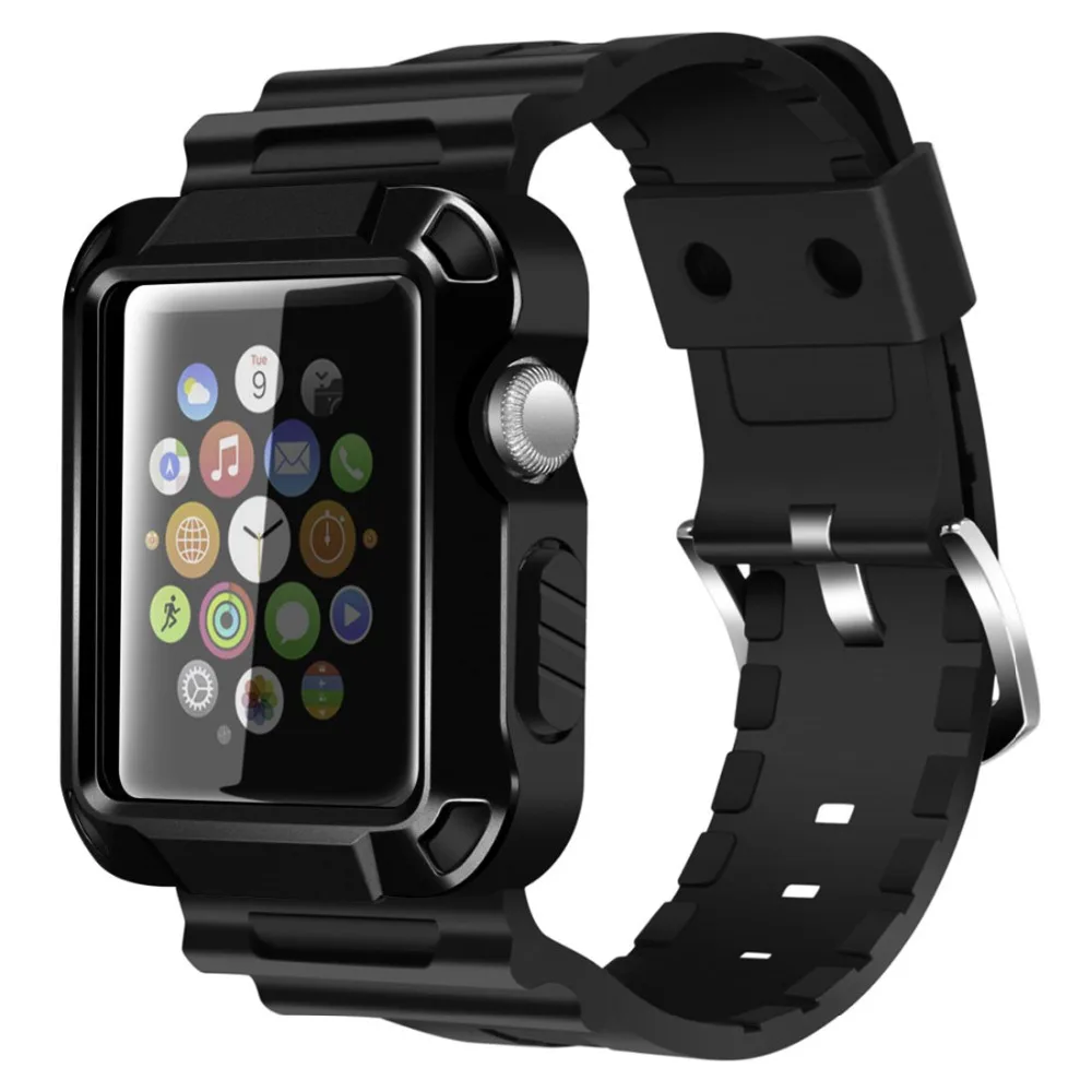 For Apple Watch Rugged Protective Case and Band with Built-in Screen Protector Compatible for 38/42mm Series 3/2/1 (Black)
For Apple Watch Rugged Protective Case and Band with Built-in Screen Protector Compatible for 38/42mm Series 3/2/1 (Black)