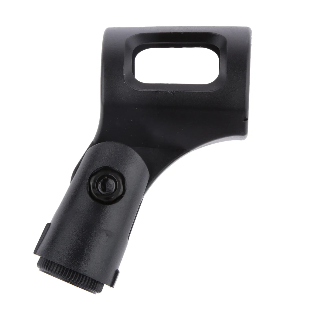 Black Plastic Wireless Microphone Holder Clip for Standard Wired Microphone Clip with flexible soft plastic construction