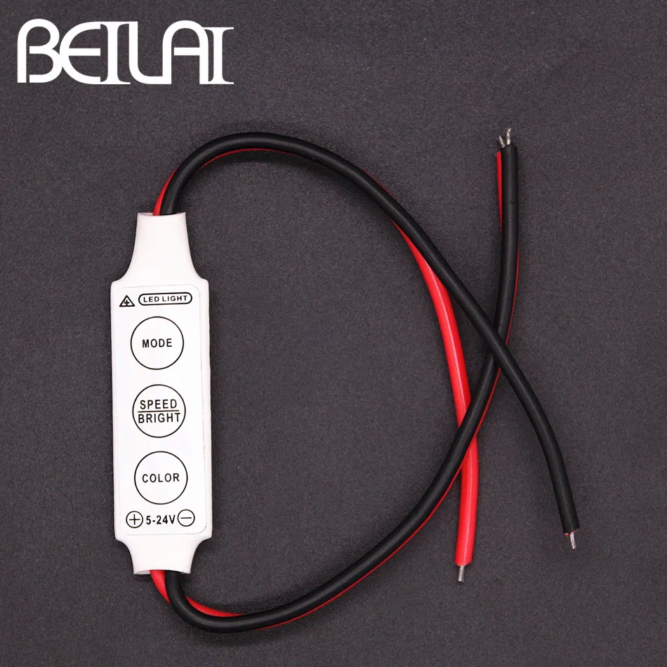 BEILAI Dimmer Single Color DC 12V LED Controller Mini 3Key Remote Control For SMD 5050 2835 5630 5730 3014 LED Strip Lights
BEILAI Dimmer Single Color DC 12V LED Controller Mini 3Key Remote Control For SMD 5050 2835 5630 5730 3014 LED Strip Lights