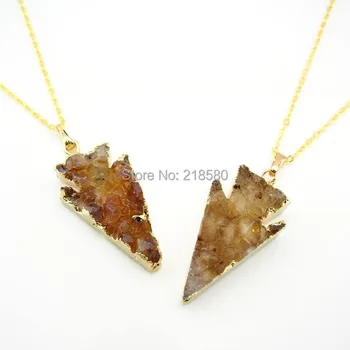 N011PPA01079 Crystal Quartz Citrin e Druzy Cluster Arrowhead Pendant Necklace 24K Gold Electroplated
N011PPA01079 Crystal Quartz Citrin e Druzy Cluster Arrowhead Pendant Necklace 24K Gold Electroplated